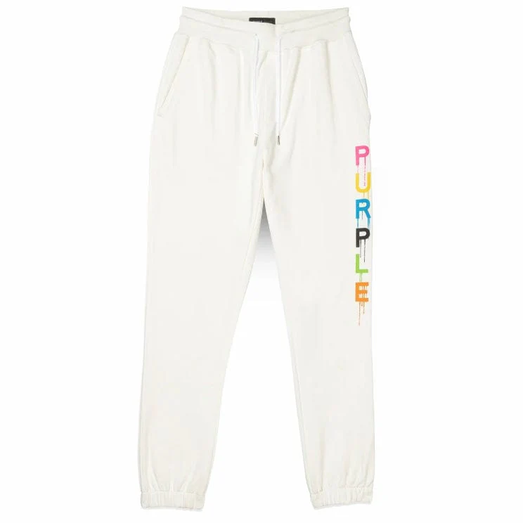 Purple Brand Wordmark Drip Sweatpants (Off White) P450-FCMW124 - Image 4