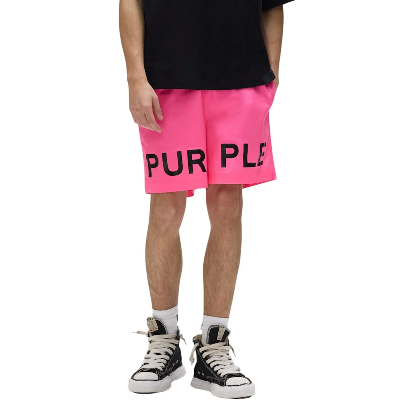 Purple Brand Wordmark Swim Shorts (Neon Pink) P504-PNPW325 - Image 2