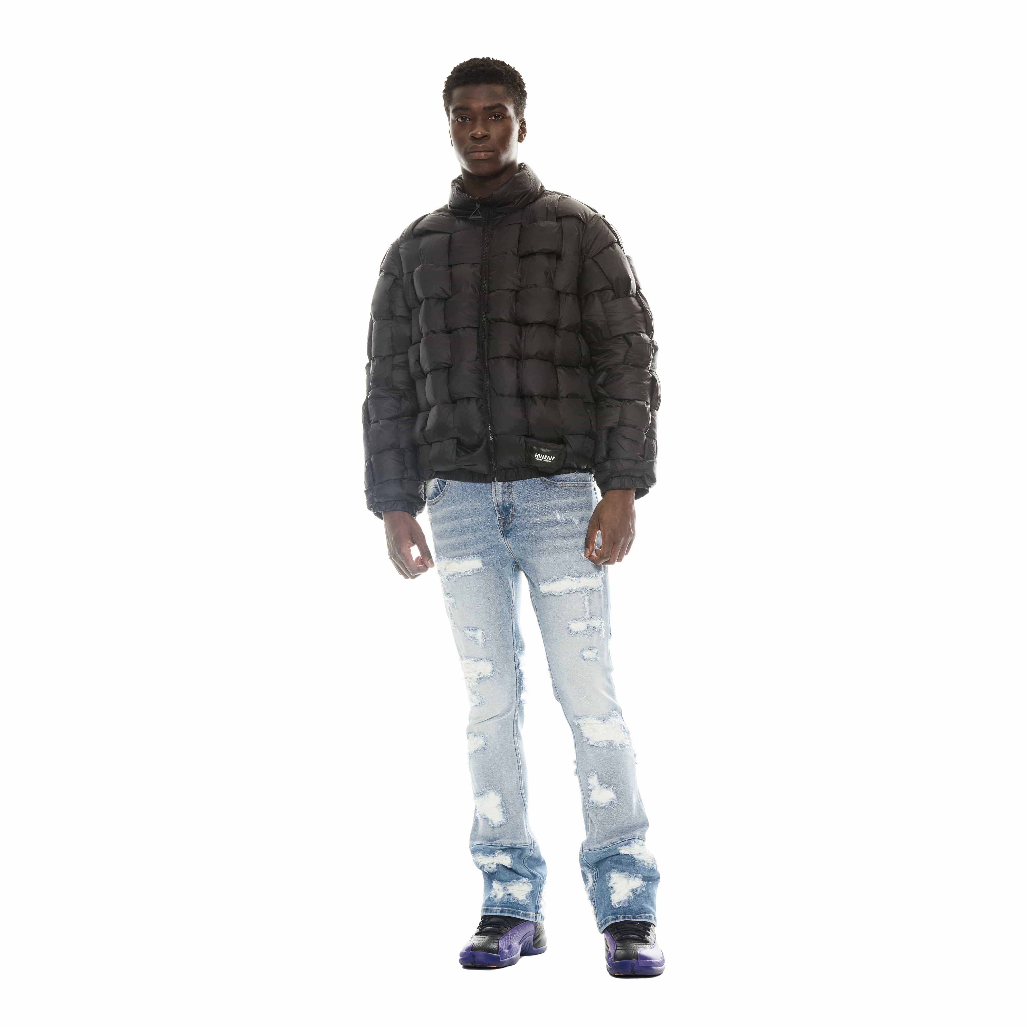 QUILTED NYLON PUFFER JACKET IN BLACK - Image 5