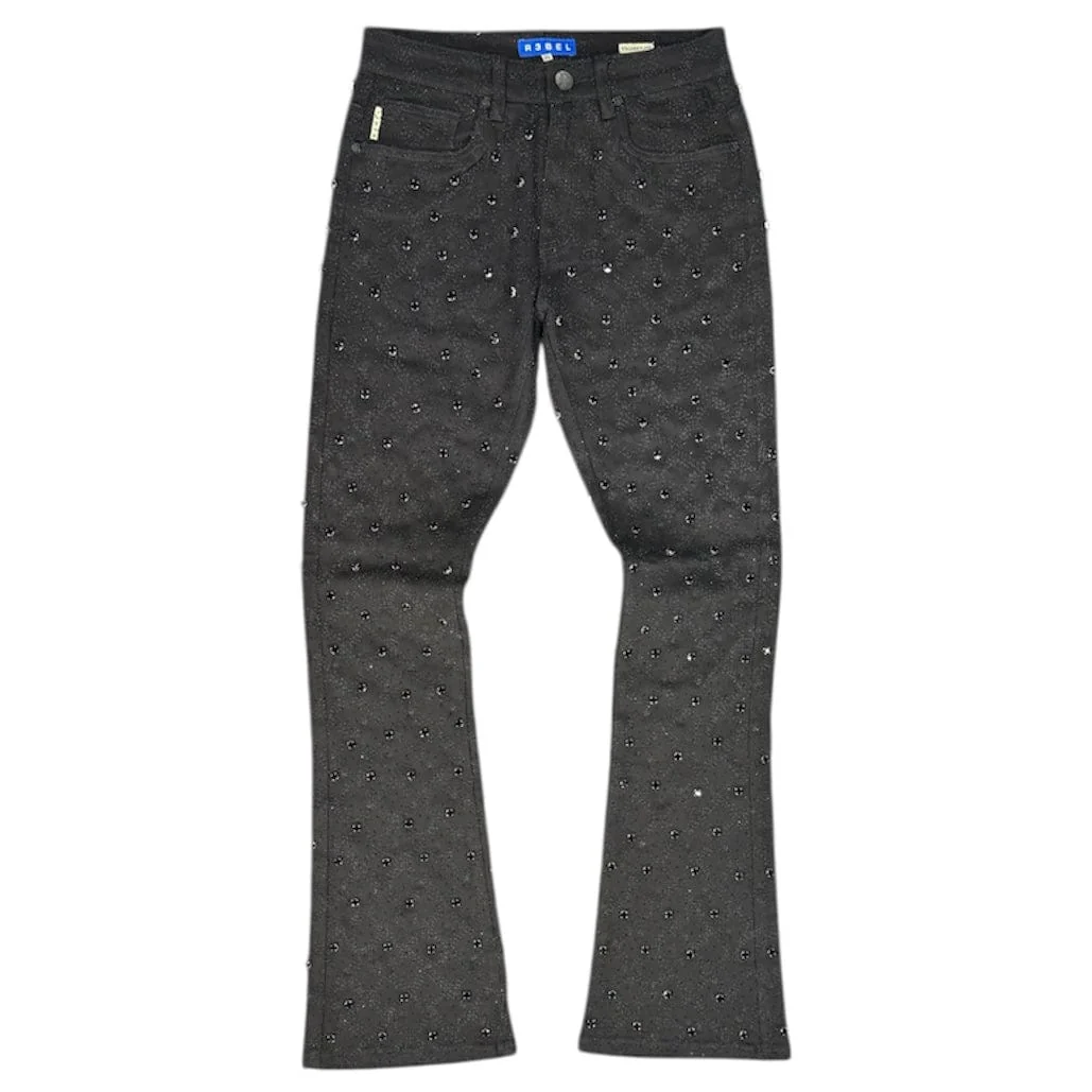 R3bel Denim Diamond Stacked Jean (Black) 652-630-BLK