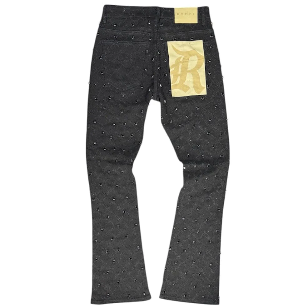 R3bel Denim Diamond Stacked Jean (Black) 652-630-BLK - Image 2