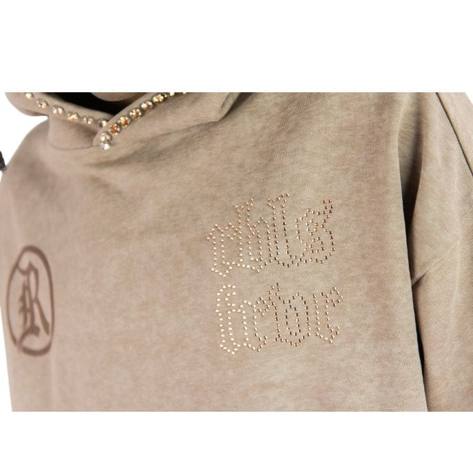 R3bel Denim Sinner Rhinestone Cropped French Terry Hoodie (Brown) 652-365 - Image 5