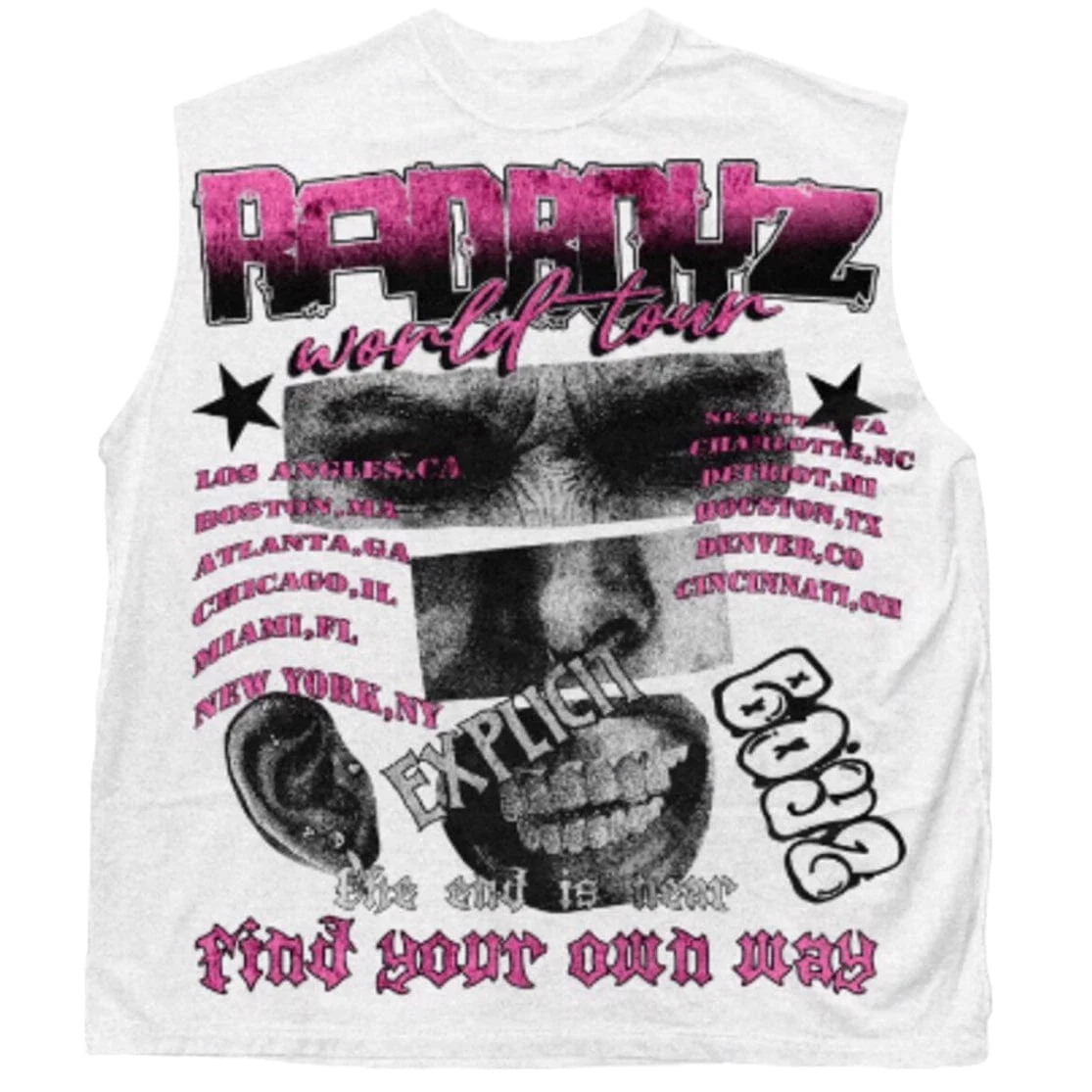 Rad Boyz World Tour Sleeveless Tee (White) RB-KT-054 - Image 3