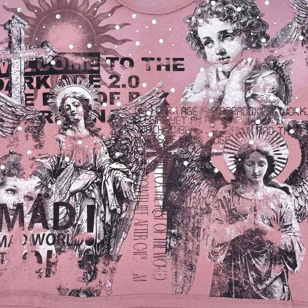 Rare Peace Washed Heavy All Over Rhinestone Tee (Dust Pink) RT5043 - Image 3