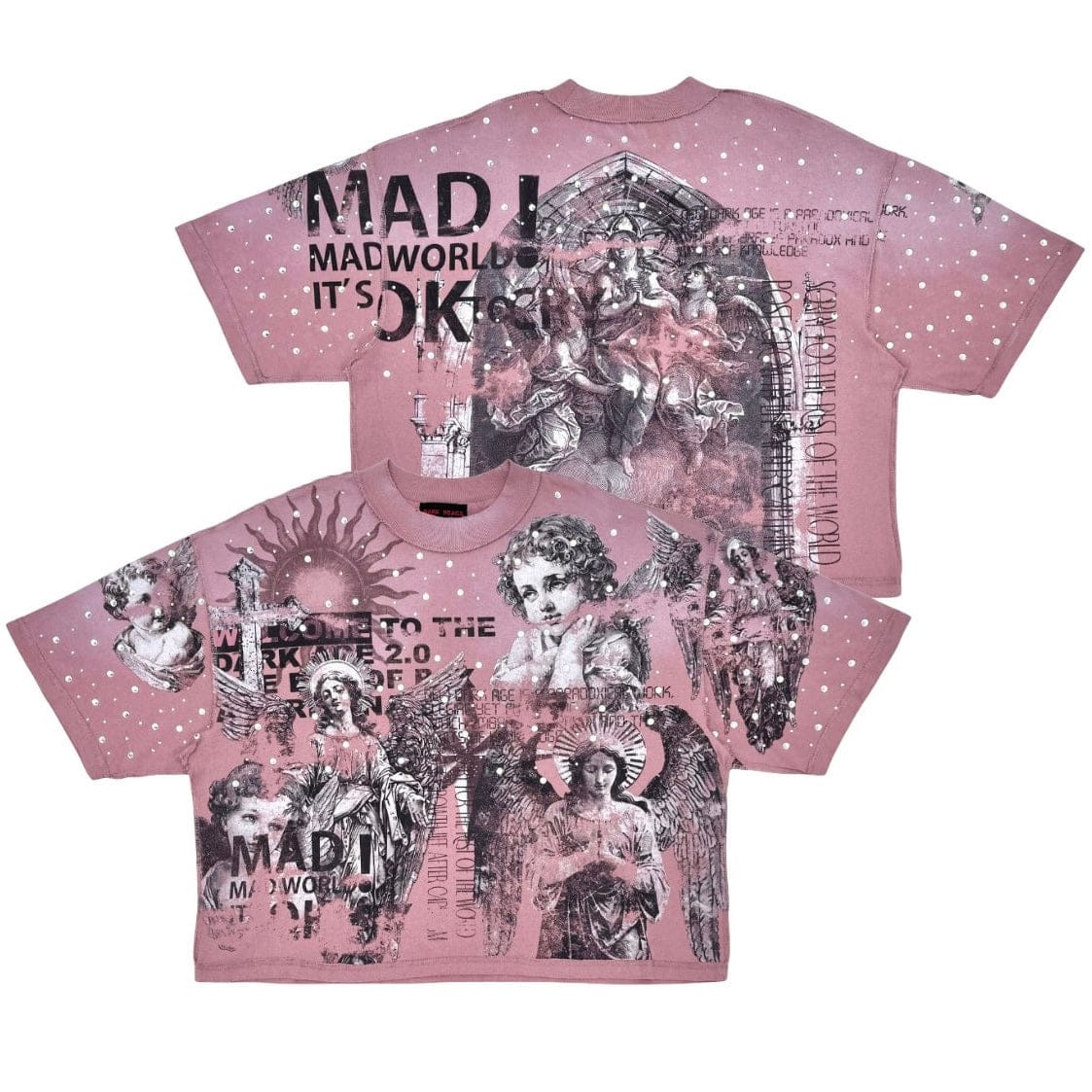 Rare Peace Washed Heavy All Over Rhinestone Tee (Dust Pink) RT5043 - Image 4