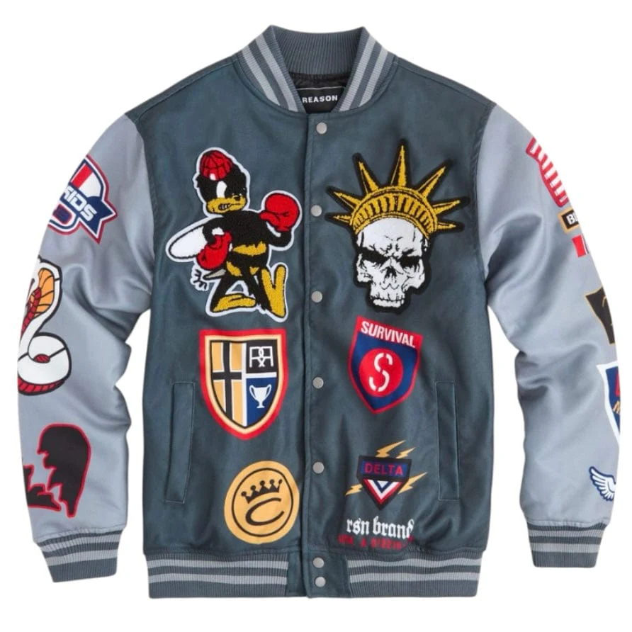 Reason Brand Fearless Varsity Jacket (Dark Grey) RER5-005