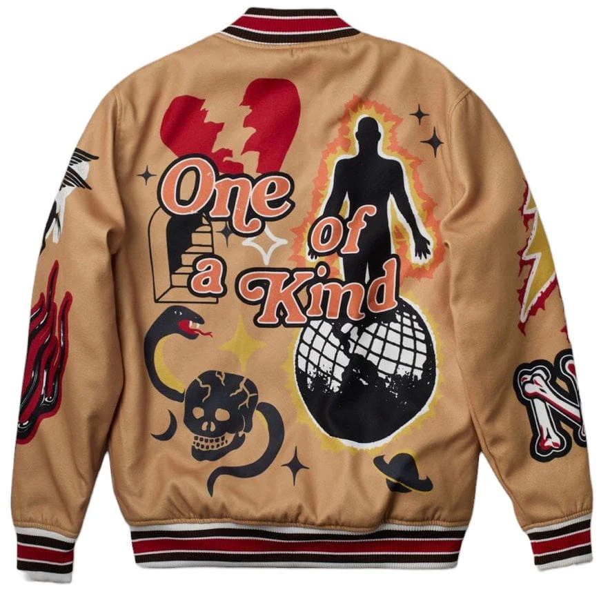 Reason Brand One Of A Kind Varsity Jacket (Khaki) OWG-24 - Image 2