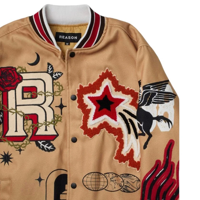 Reason Brand One Of A Kind Varsity Jacket (Khaki) OWG-24 - Image 3
