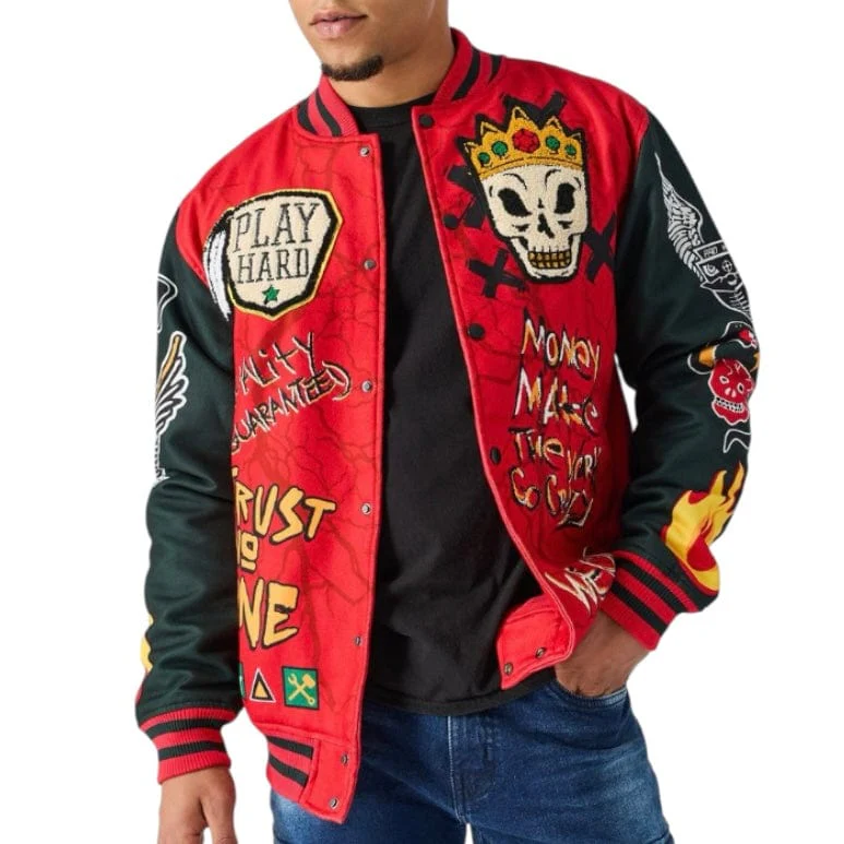 Reason Brand Work Hard Varsity Jacket (Red) RER5-009 - Image 4