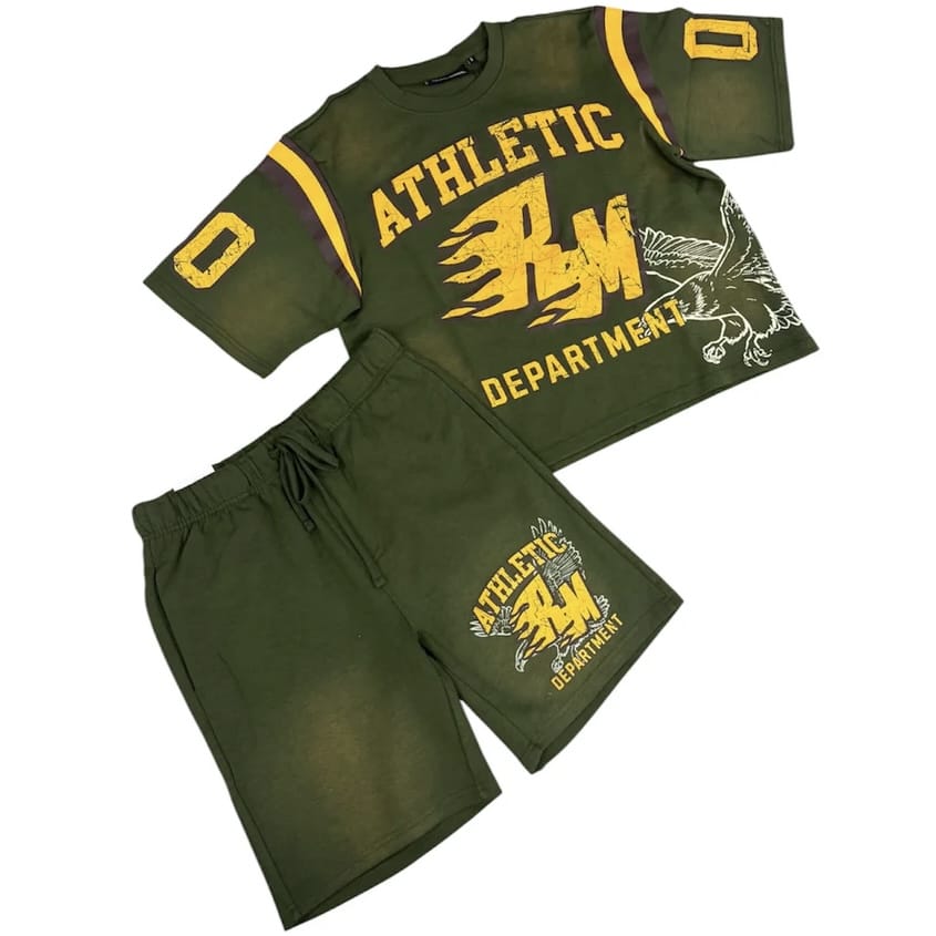 Rebel Minds Flaming RM Interlock Jersey & Short Set (Olive) - Image 2