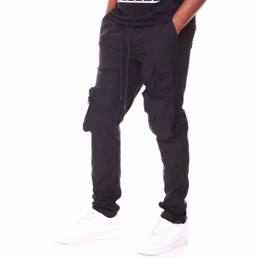 Rebel Minds Nylon Cargo Utility Pants (Black) 122-433 - Image 2