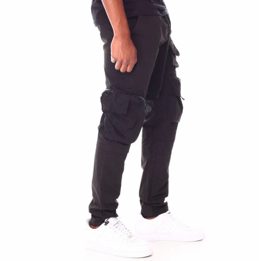Rebel Minds Nylon Cargo Utility Pants (Black) 122-433 - Image 3