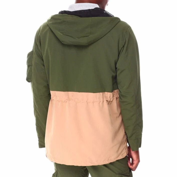 Rebel Minds Nylon Full-Zip Hoodie Jacket (Olive) 122-532 - Image 3