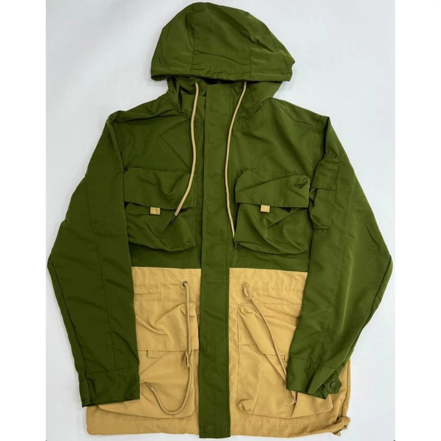 Rebel Minds Nylon Full-Zip Hoodie Jacket (Olive) 122-532 - Image 5