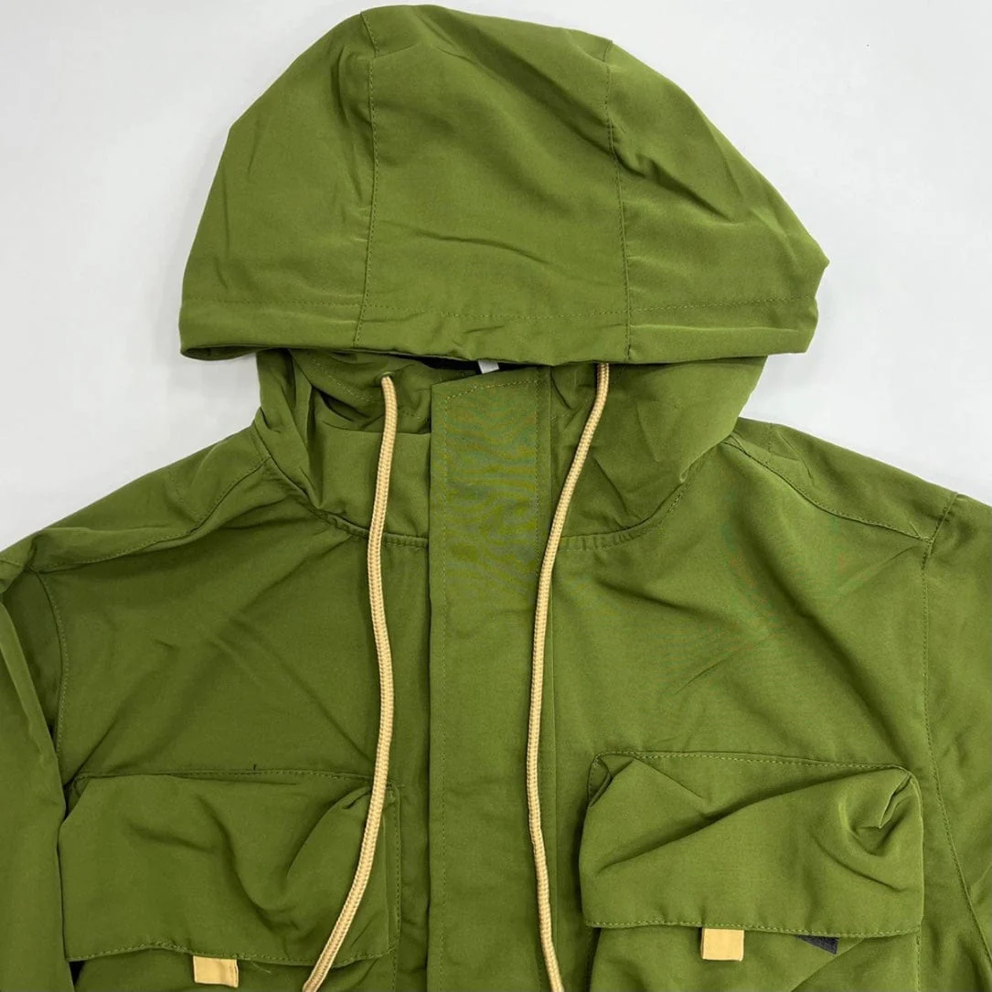 Rebel Minds Nylon Full-Zip Hoodie Jacket (Olive) 122-532 - Image 7