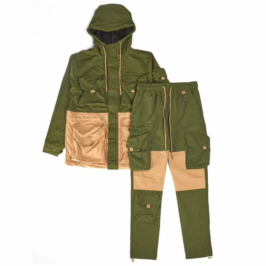 Rebel Minds Nylon Full-Zip Hoodie Jacket (Olive) 122-532 - Image 9