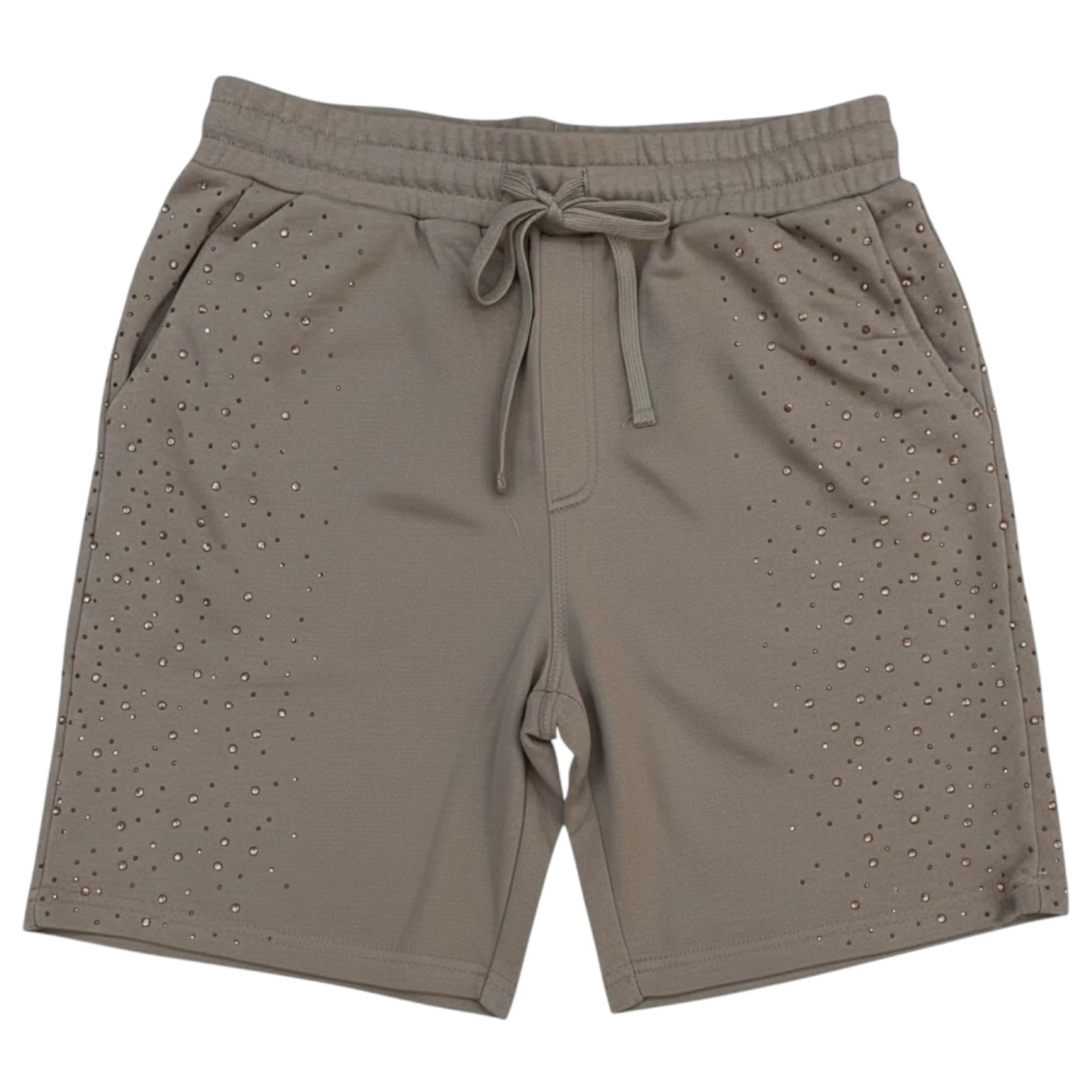 Rebel Minds Rhinestone Galaxy French Terry Shorts (Taupe) 610-11965 - Image 2