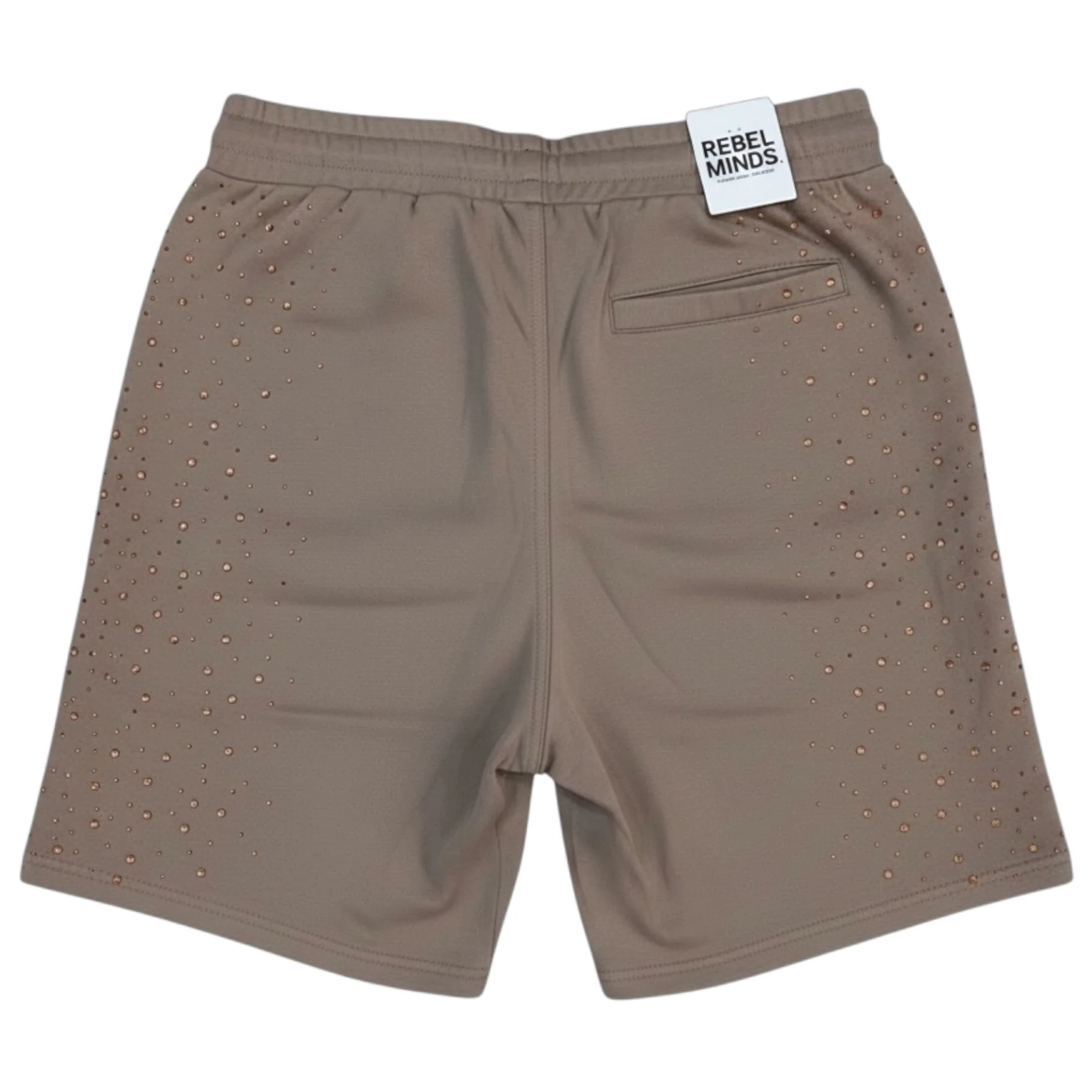 Rebel Minds Rhinestone Galaxy French Terry Shorts (Taupe) 610-11965 - Image 3