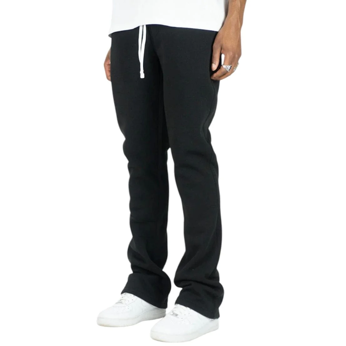 Rebel Minds Stacked Fleece Sweatpants (Black) 100-475 - Image 2