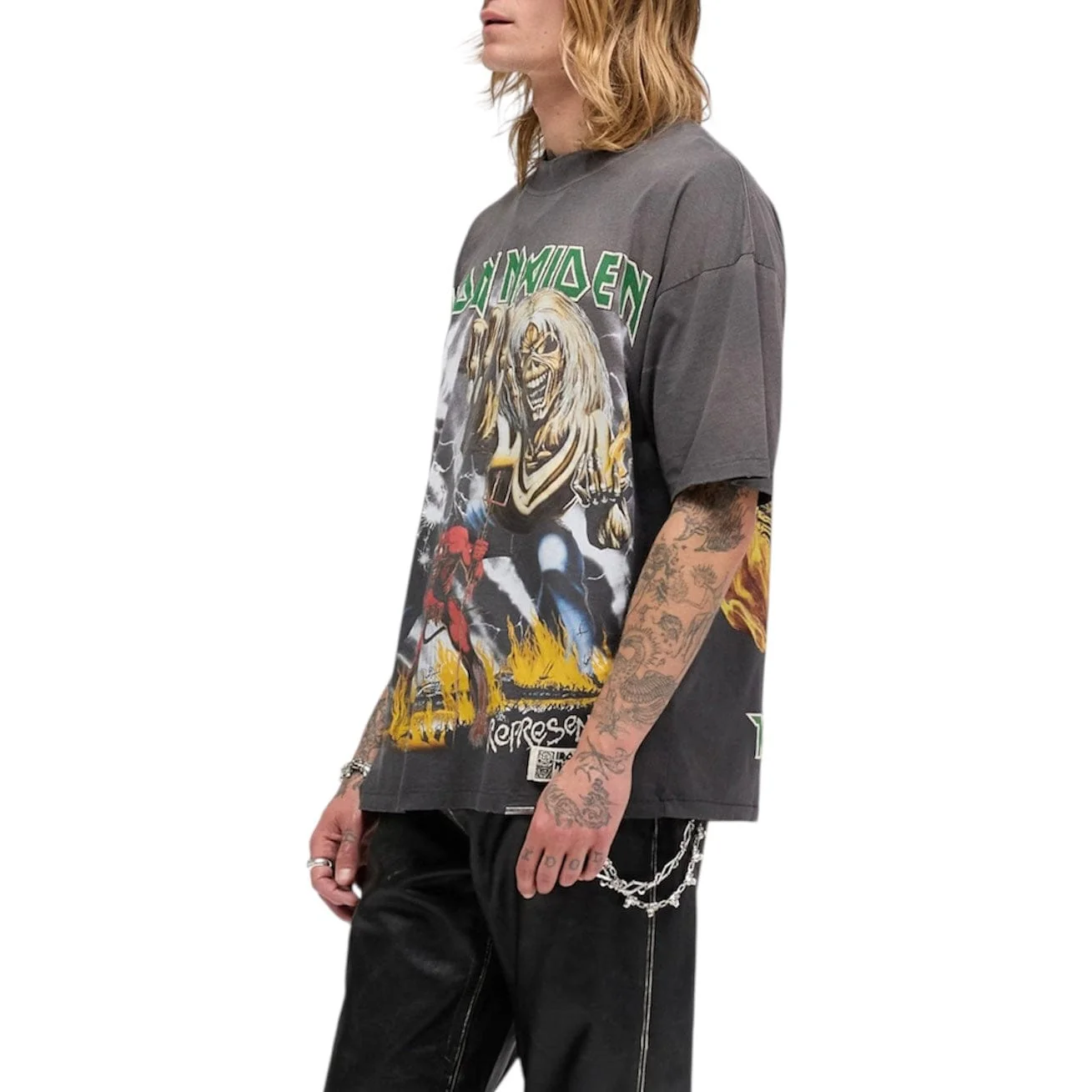 Represent X Iron Maiden Number Of Beast T Shirt (Sunfade Grey) - Image 2