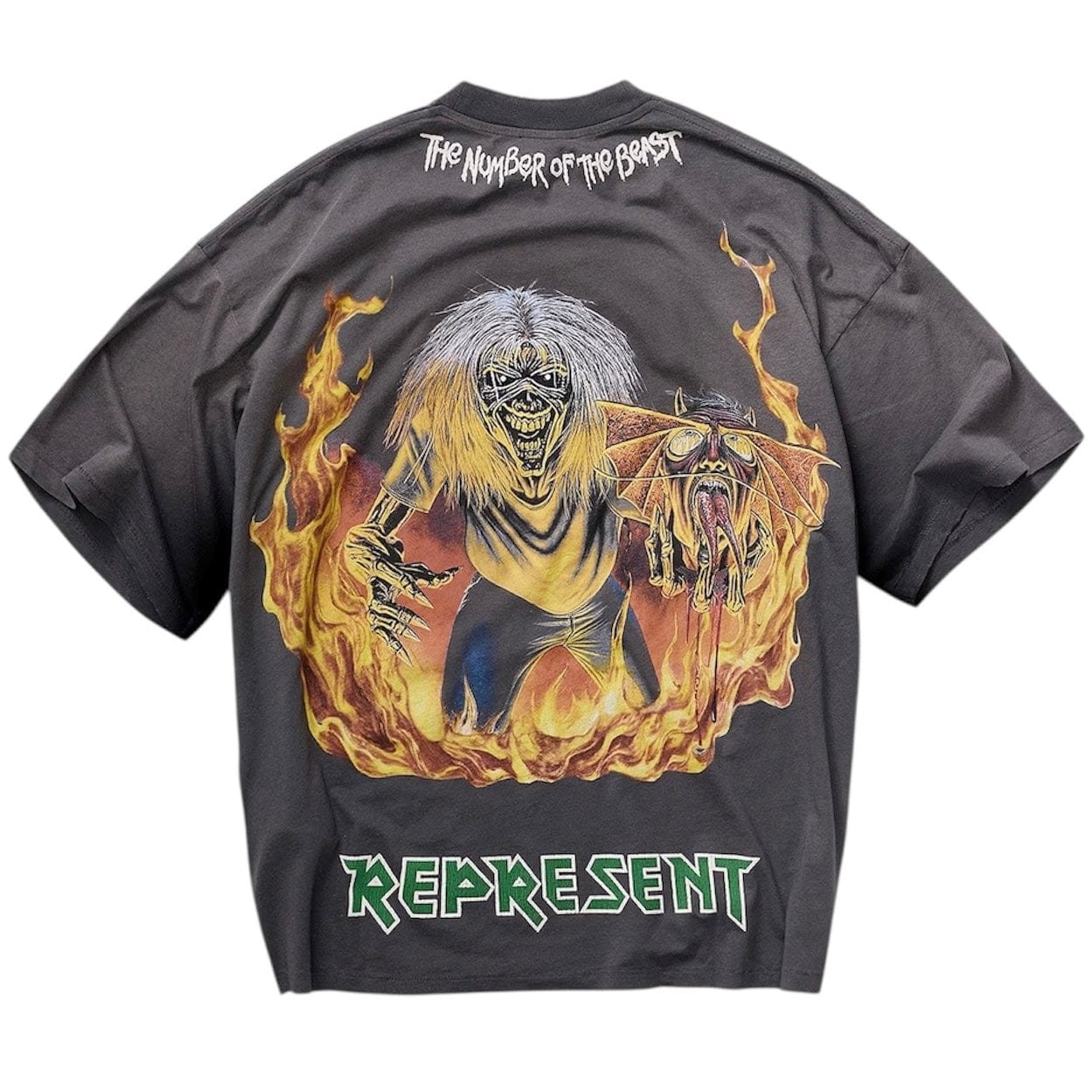 Represent X Iron Maiden Number Of Beast T Shirt (Sunfade Grey) - Image 5