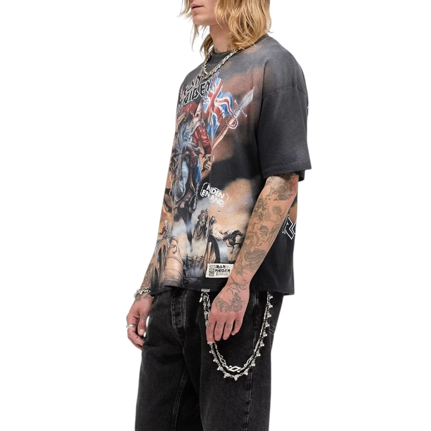 Represent X Iron Maiden Steed T-Shirt (Stained Black) - Image 2