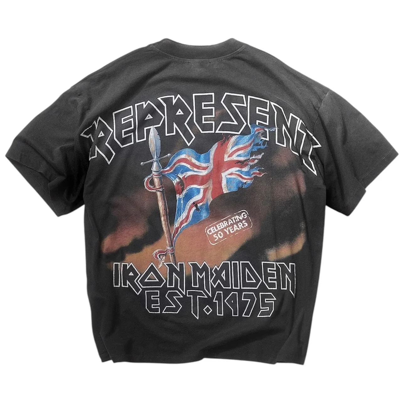 Represent X Iron Maiden Steed T-Shirt (Stained Black) - Image 5
