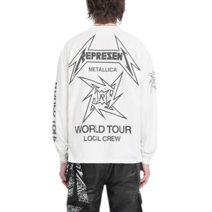 Represent X Metallica Local Crew LS T-Shirt (Flat White) MLM4368-072 - Image 3