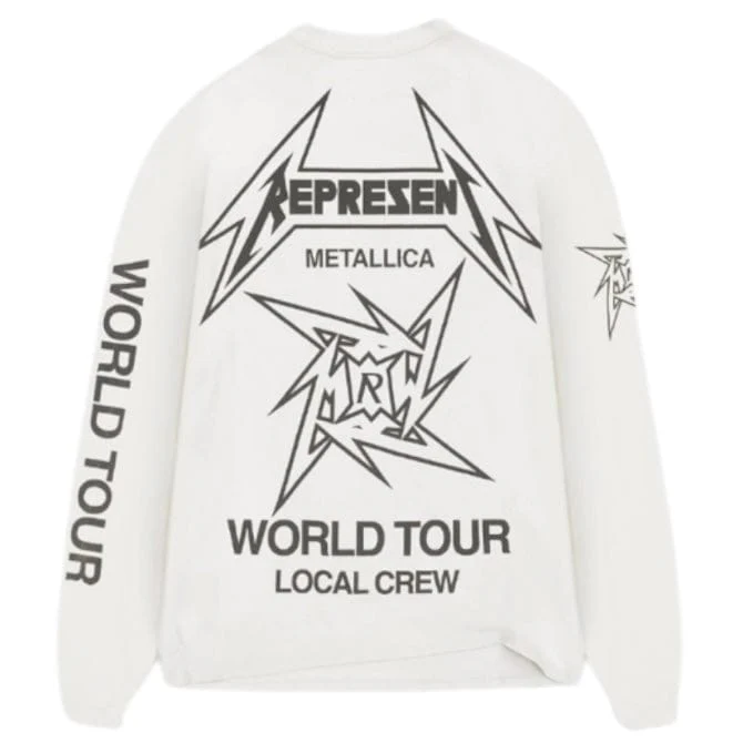 Represent X Metallica Local Crew LS T-Shirt (Flat White) MLM4368-072 - Image 5