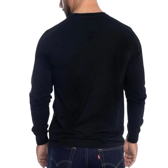 Rich Cotton Slim Fit Long Sleeve Round Neck Tee (Black) SLRBL - Image 2