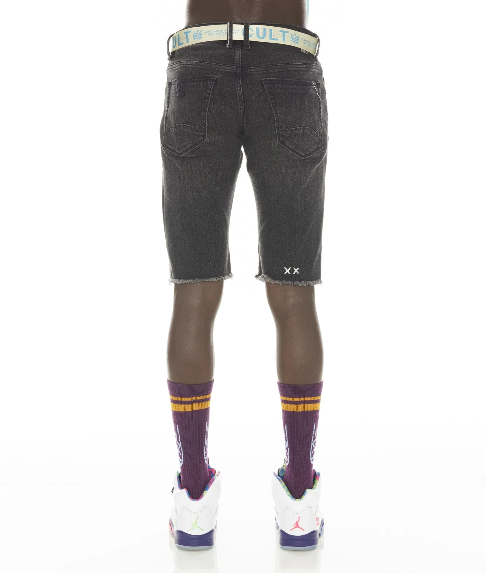 ROCKER SHORT STRETCH w/ BELT IN JET BLACK - Image 2