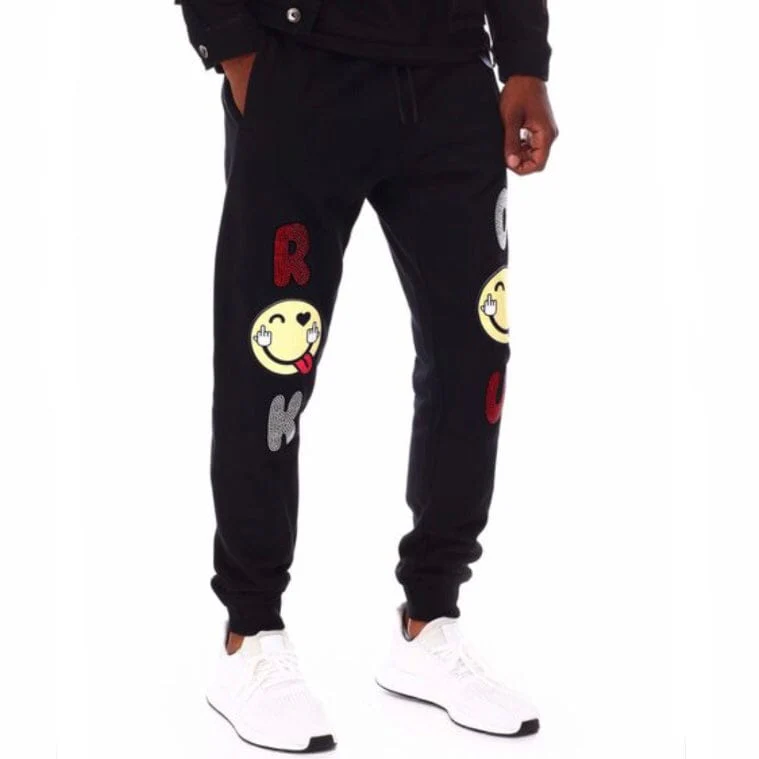 Roku Studio Rhinestone No Hard Feelings Sweatpants (Black) RK4480511-BLK - Image 2