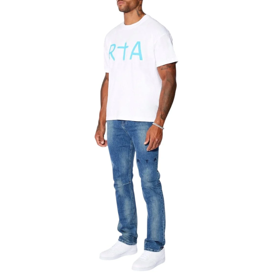 Rta Liam Short Sleeve Logo Tee (White/Blue) MU23K621-T1786WTFBL - Image 3