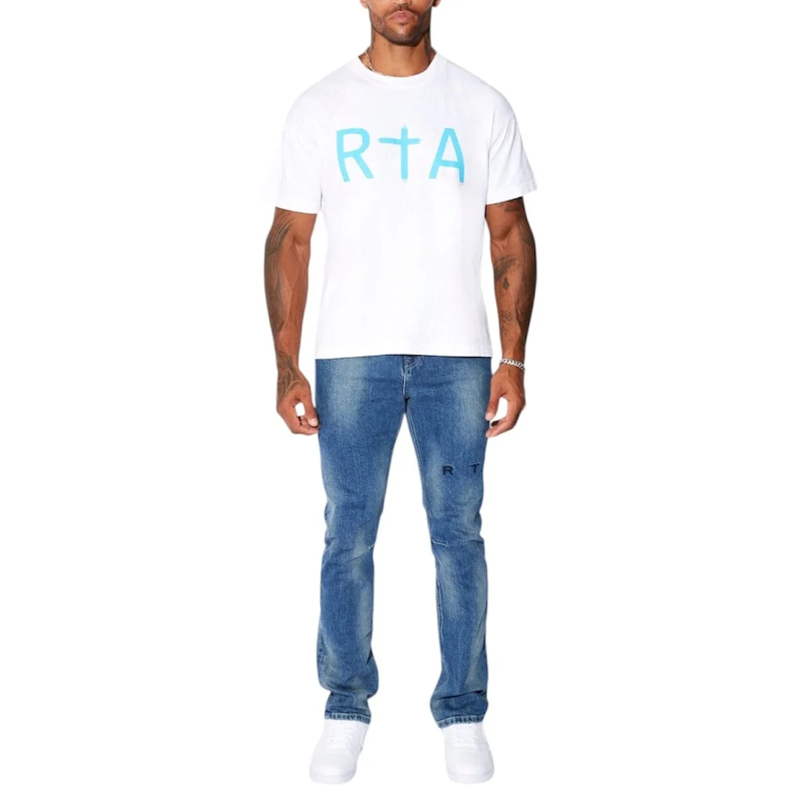 Rta Liam Short Sleeve Logo Tee (White/Blue) MU23K621-T1786WTFBL - Image 4