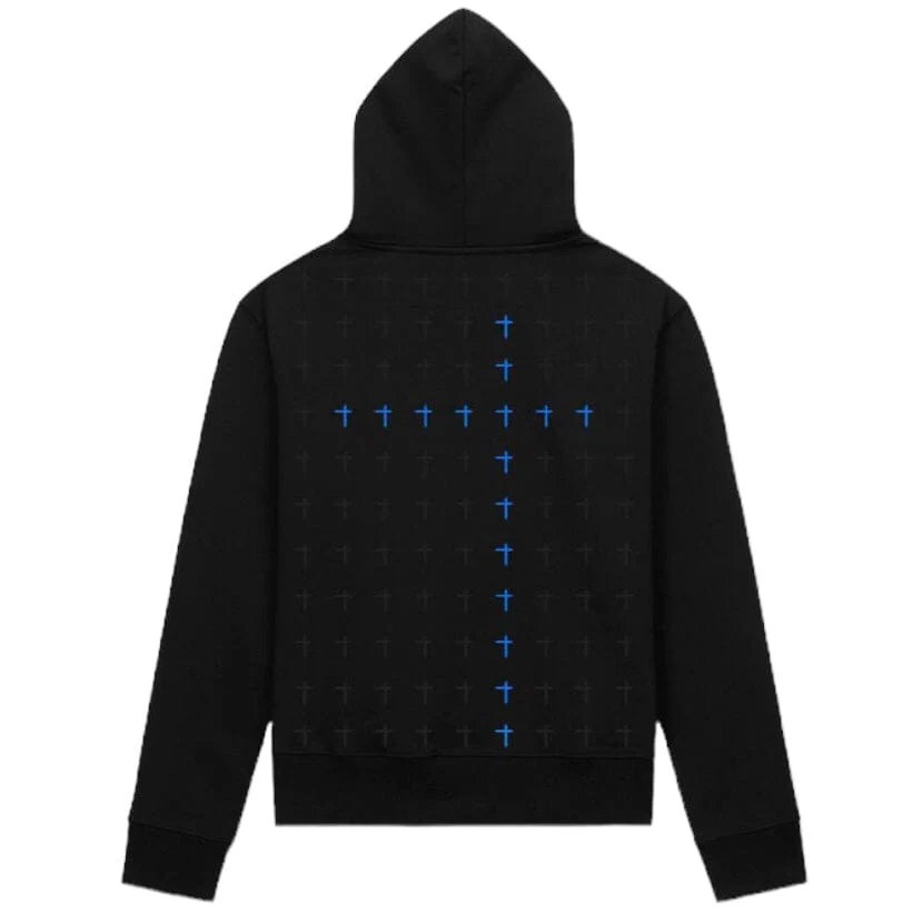 RTA Markus Black Blue Long Cross Hoodie (Black/Blue) MS24K628-T1181BKBCR - Image 2