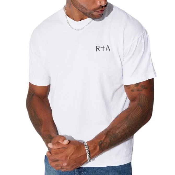 RTA Short Sleeve White Chest Logo Tee (White) MU23K621 - Image 5