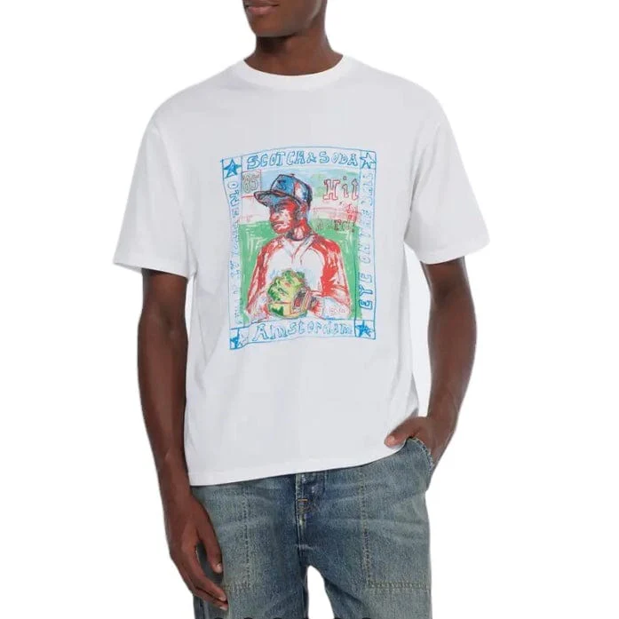 Scotch & Soda Baseball Artwork Relaxed Fit Tee (White) 179944 - Image 3
