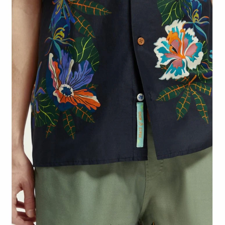 Scotch & Soda Cotton Voile Camp Printed Shirt (Border Flower) 171649 - Image 3