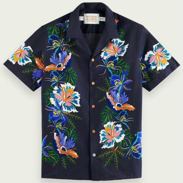 Scotch & Soda Cotton Voile Camp Printed Shirt (Border Flower) 171649 - Image 6