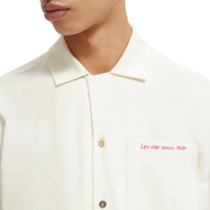 Scotch & Soda Crinkle Cotton Back-Embroidery Shirt (Off White) 174219 - Image 2