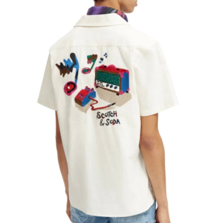 Scotch & Soda Crinkle Cotton Back-Embroidery Shirt (Off White) 174219 - Image 3