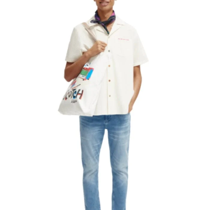 Scotch & Soda Crinkle Cotton Back-Embroidery Shirt (Off White) 174219 - Image 4