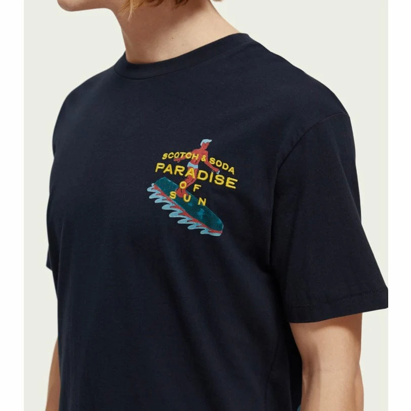 Scotch & Soda Embroidered Artwork Tee (Navy) 172306 - Image 2