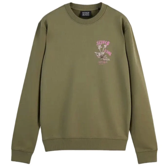 Scotch & Soda Flor180478al Artwork Sweatshirt (Washed Military) 180478