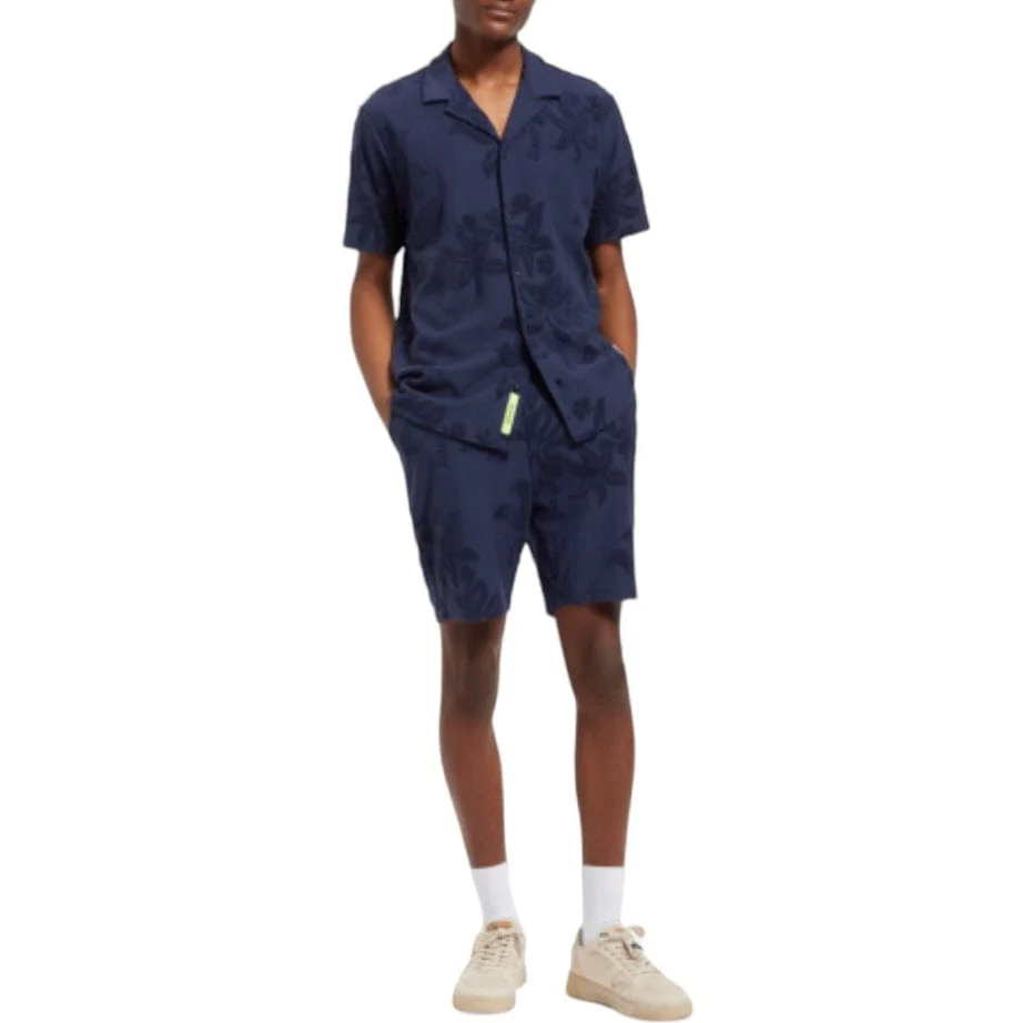 Scotch & Soda Jacquard Towelling Shorts (Navy Blue) 177321 - Image 8