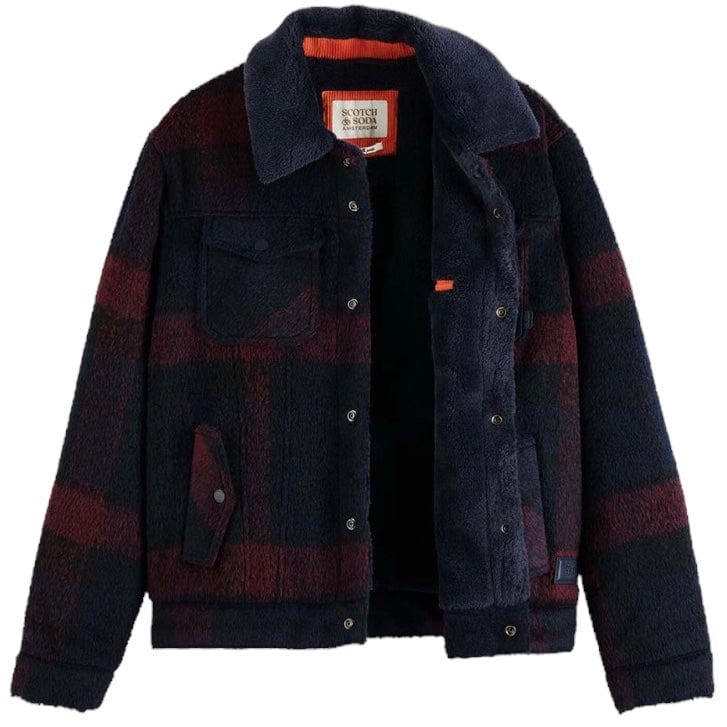 Scotch & Soda Jacquard Trucker Teddy Collar Jacket (Bordeaux Night) 174392 - Image 3