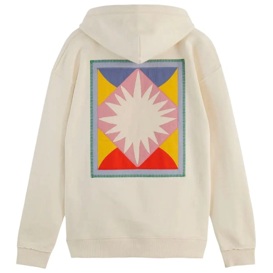 Scotch & Soda Patchwork Applique Artwork Relaxed Fit Hoodie (Swan) 178765 - Image 2