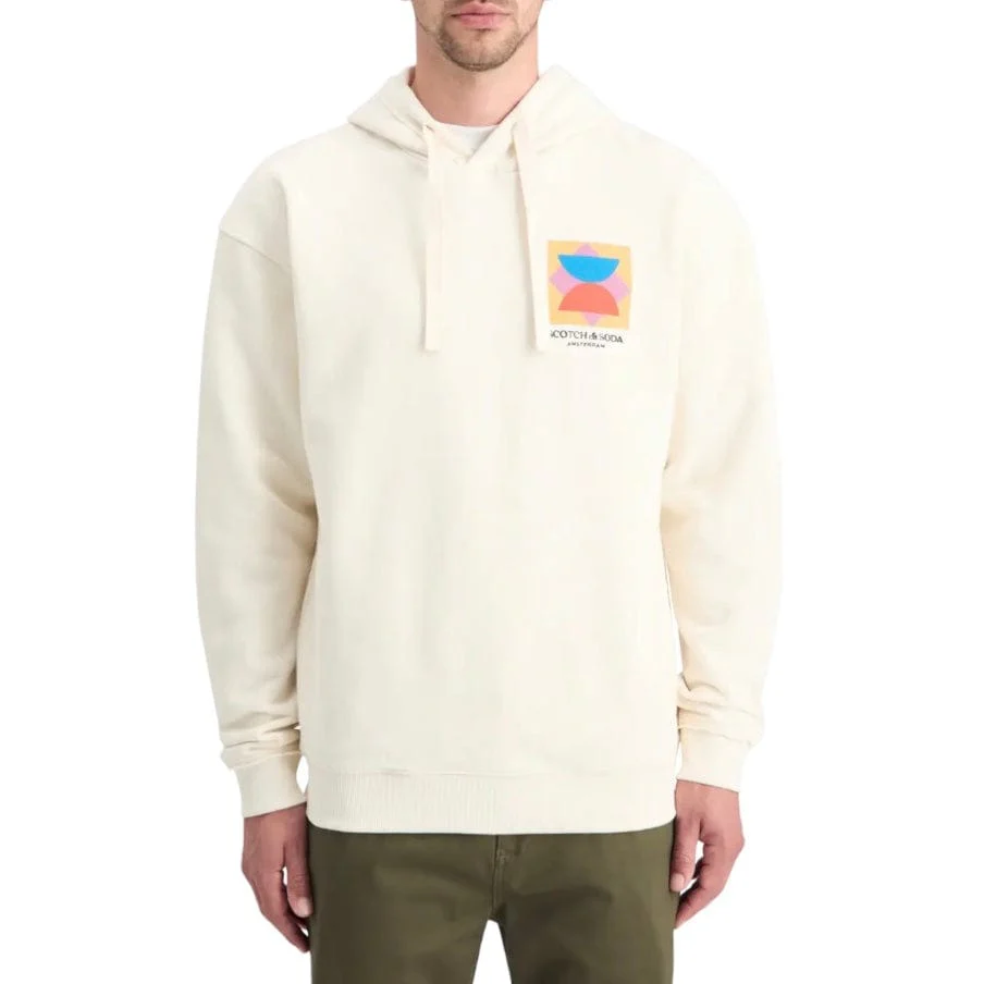 Scotch & Soda Patchwork Applique Artwork Relaxed Fit Hoodie (Swan) 178765 - Image 4