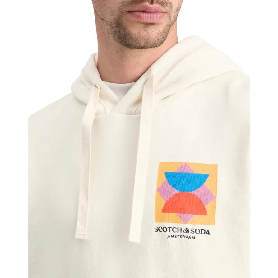 Scotch & Soda Patchwork Applique Artwork Relaxed Fit Hoodie (Swan) 178765 - Image 7