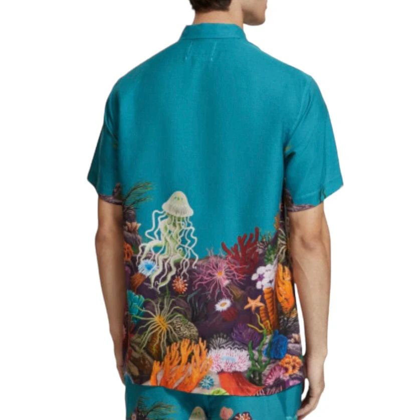 Scotch & Soda Placement Print Tencel Shirt (Seanery) 175718 - Image 5